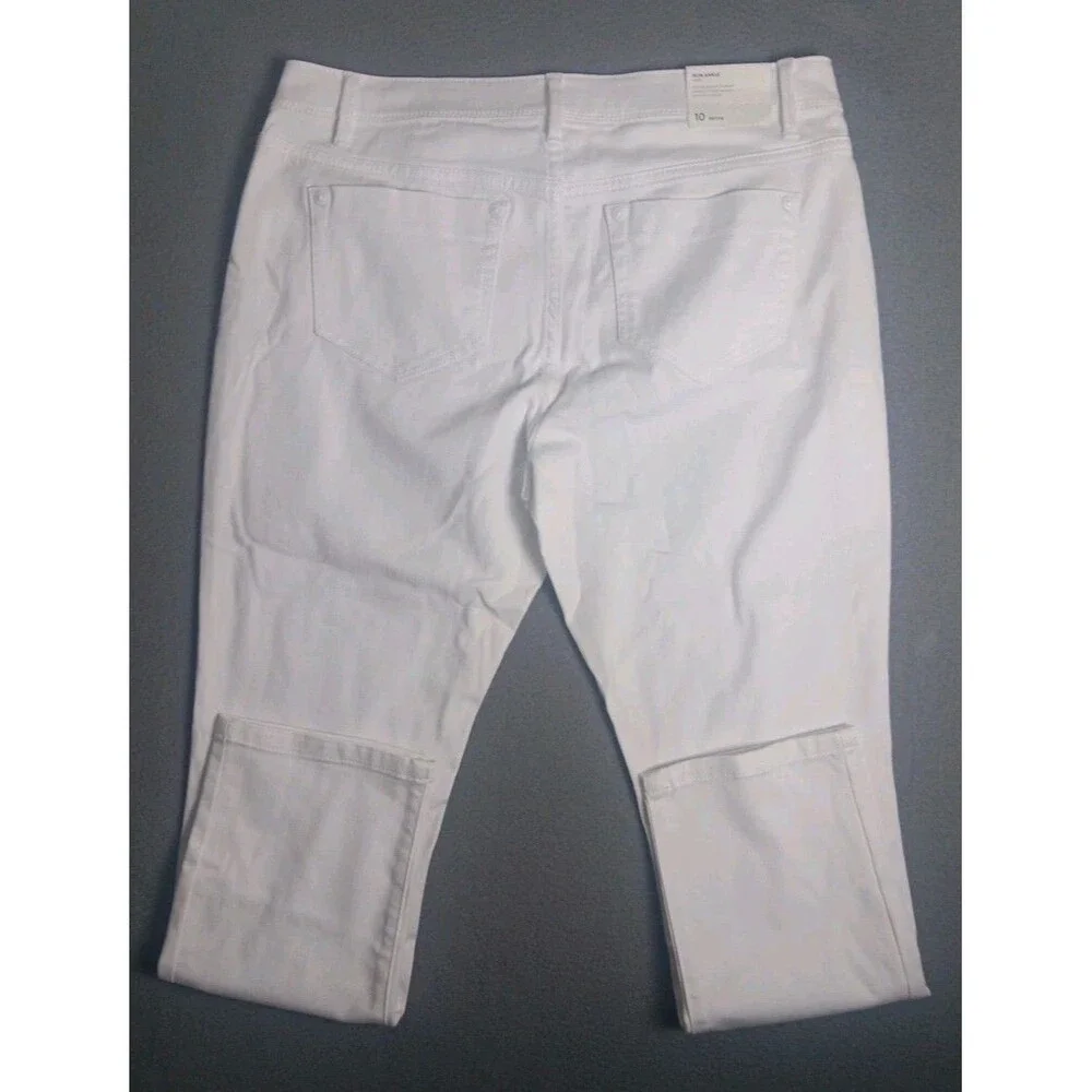 J.Jill womens Slim Ankle jeans petite 10P stretch solid white authentic fit